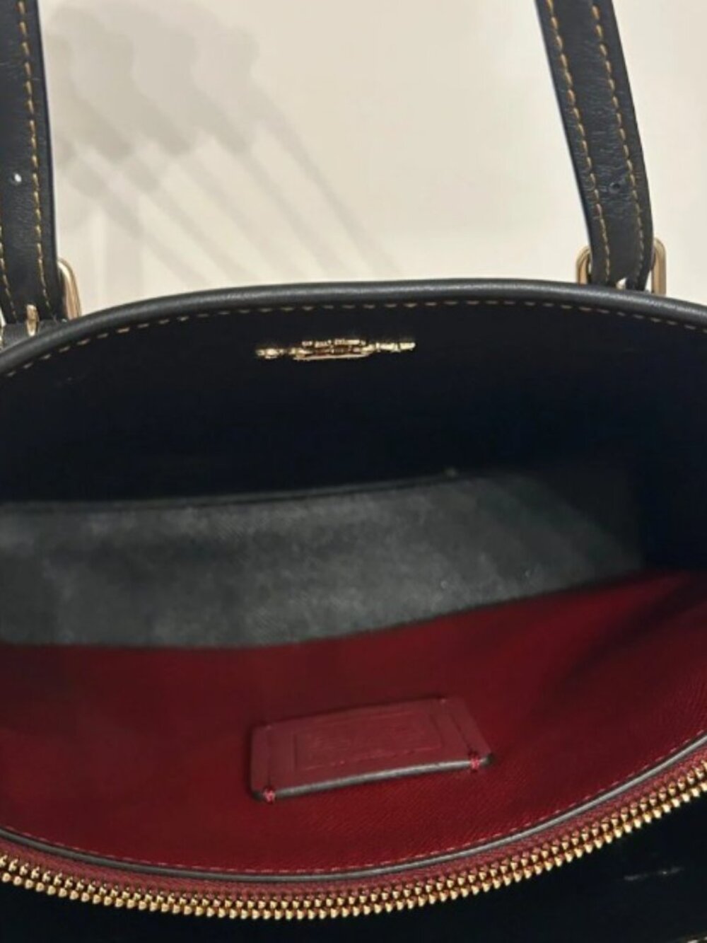 New Coach Signature Stripe Small Satchel in Brown/Black with Canvas Print - Picture 3 of 11